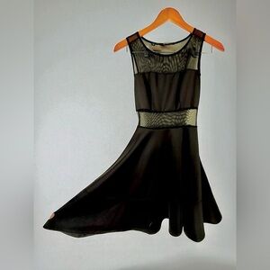 Black Mesh Panel Fit & Flare Dress XS Guess Los Angeles